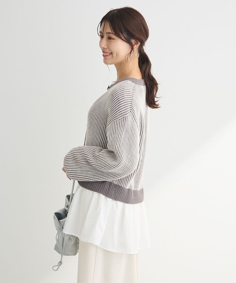 Green Parks「配色リブドッキングチュニック」|ニット・セーター|