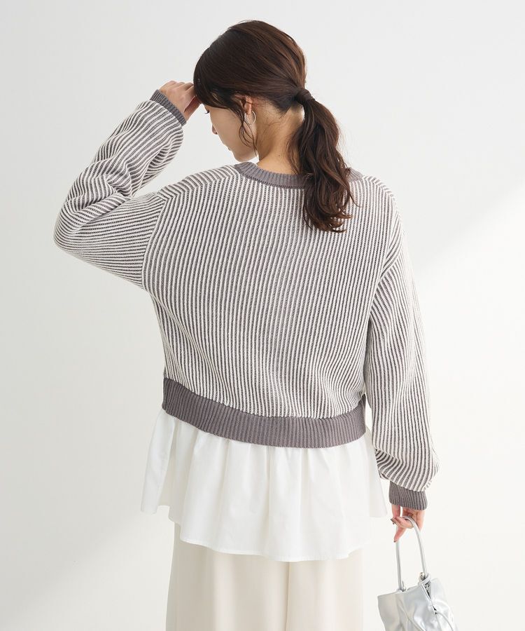 Green Parks「配色リブドッキングチュニック」|ニット・セーター|