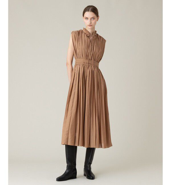 LOULOU WILLOUGHBY「【LOULOU WILLOUGHBY】ランダムプリーツワンピース」|ワンピース|キャメル