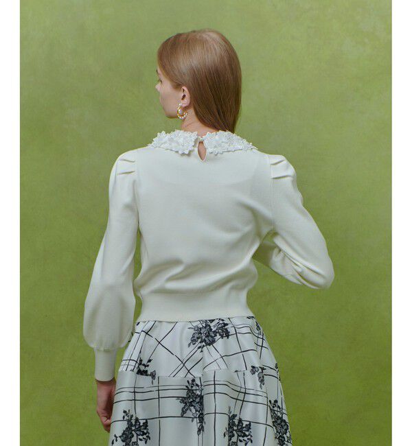 LOULOU WILLOUGHBY「【LOULOU WILLOUGHBY】フラワー衿付プルオーバー」|ニット・セーター|