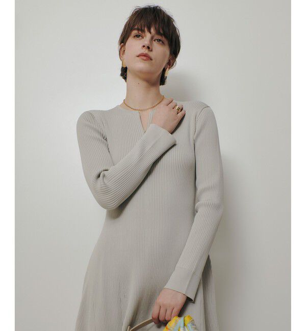 allureville「コンシールフロントマチフレアリブワンピース」|ワンピース|