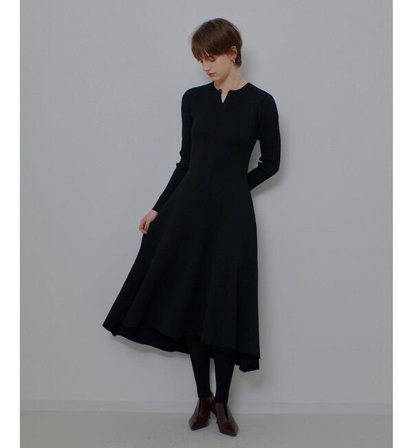 allureville「コンシールフロントマチフレアリブワンピース」|ワンピース|