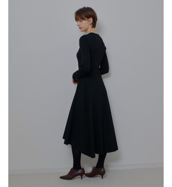 allureville「コンシールフロントマチフレアリブワンピース」|ワンピース|