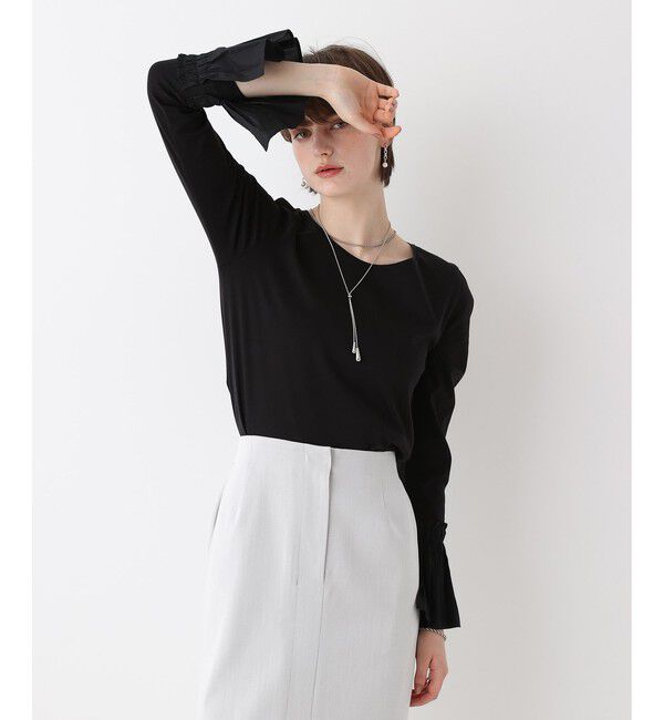 allureville「刺繍プリーツカフスプルオーバー」|Tシャツ・カットソー|ブラック