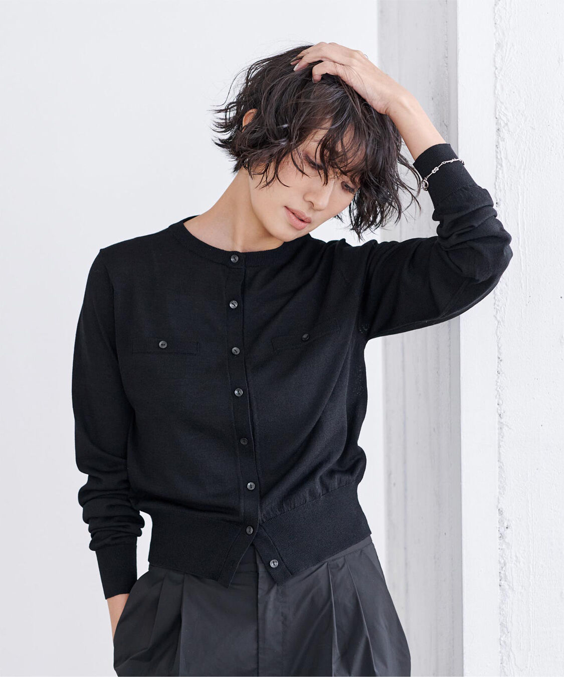 ur's「UVケアコンパクトベーシックニットカーディガン」|ニット・セーター|ブラック