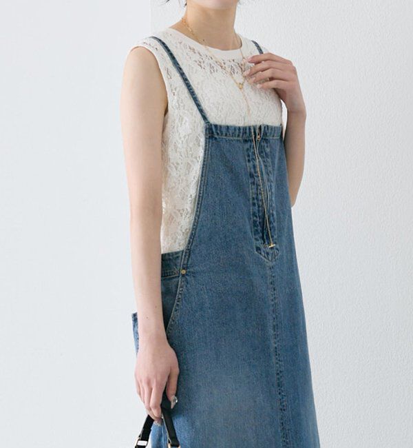  「綿麻デニムジャンパースカート」|ワンピース|