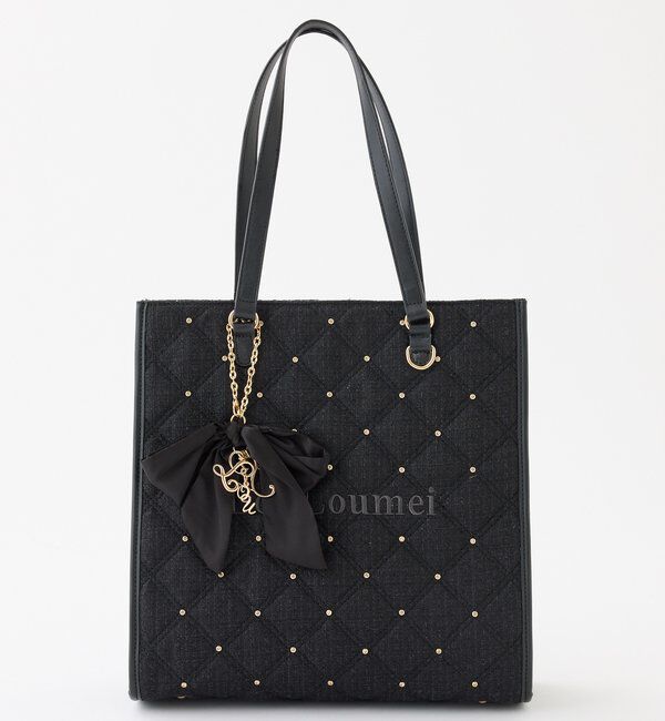  「【LouLoumei】キルティングビジューリボンチャームキャリーオントート」|ショルダー・メッセンジャー|