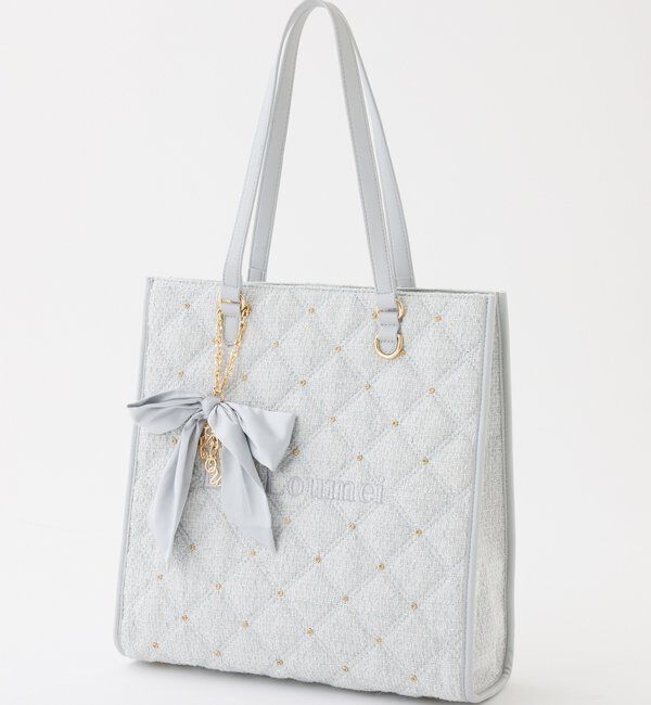  「【LouLoumei】キルティングビジューリボンチャームキャリーオントート」|ショルダー・メッセンジャー|