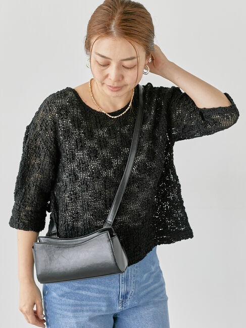 Lugnoncure「フラワーメッシュ前後2WAYトップス」|その他|ブラック