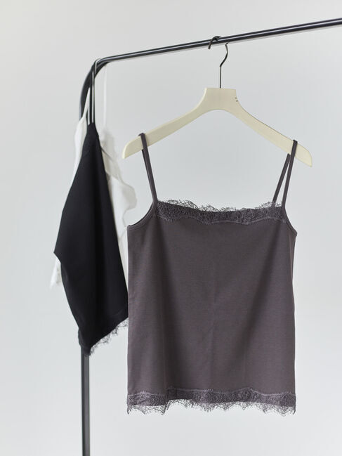 Te chichi「【接触冷感】レーストリムテレコキャミソール」|キャミソール|チャコールグレー