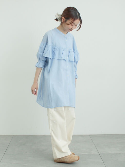 Samansa Mos2「切替フリルチュニック」|シャツ・ブラウス|