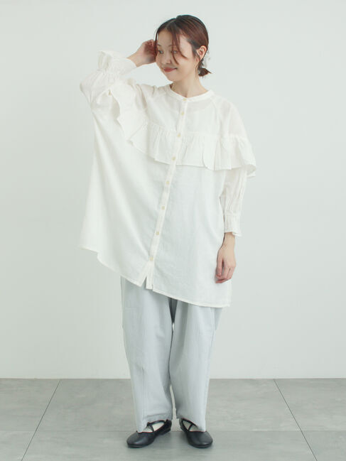 Samansa Mos2「切替フリルチュニック」|シャツ・ブラウス|