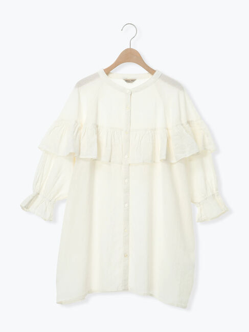 Samansa Mos2「切替フリルチュニック」|シャツ・ブラウス|