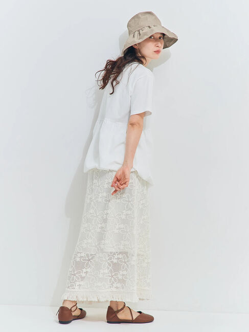 Samansa Mos2「刺繍レースメッシュスカート」|スカート|