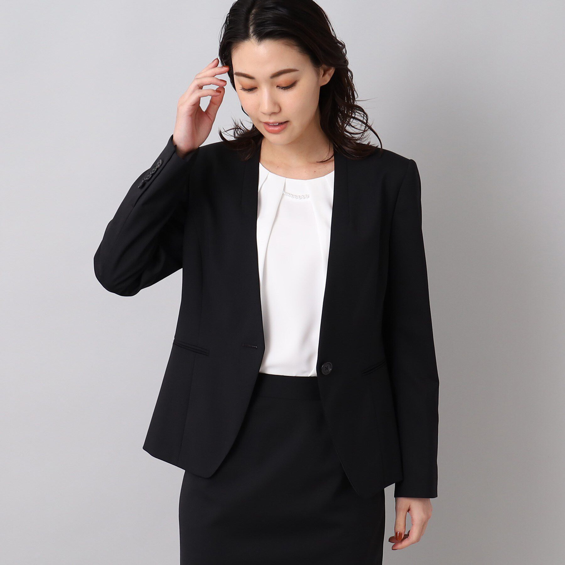 UNTITLED「ファインウーステッド カラーレスジャケット」|ノーカラージャケット|