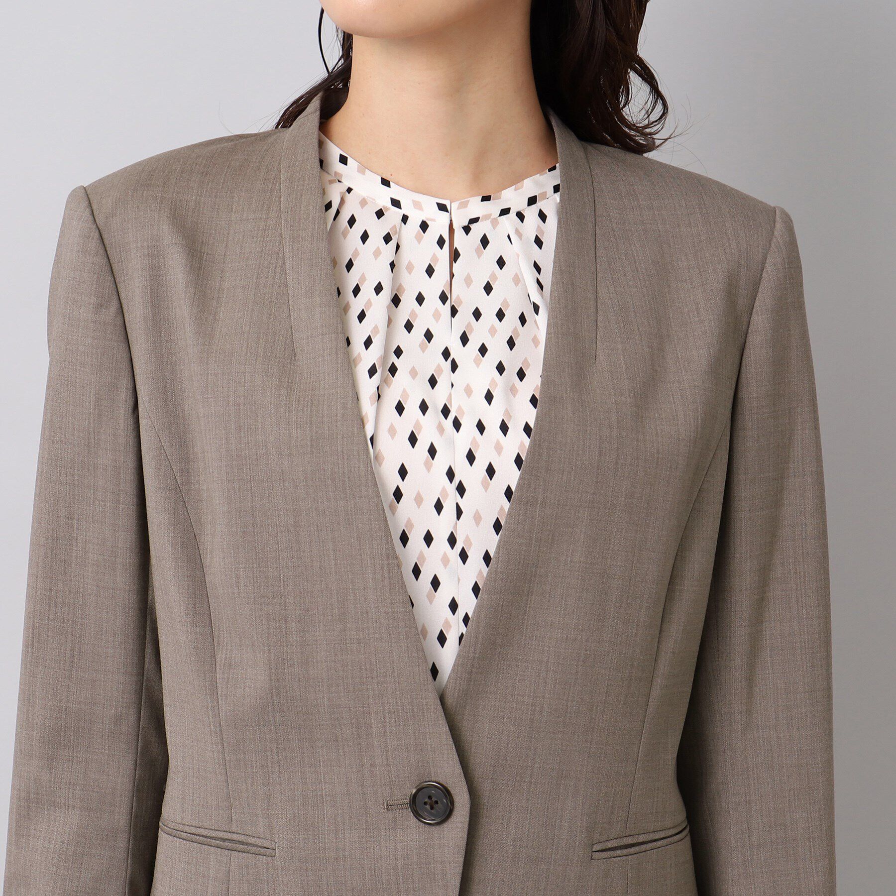 UNTITLED「ファインウーステッド カラーレスジャケット」|ノーカラージャケット|