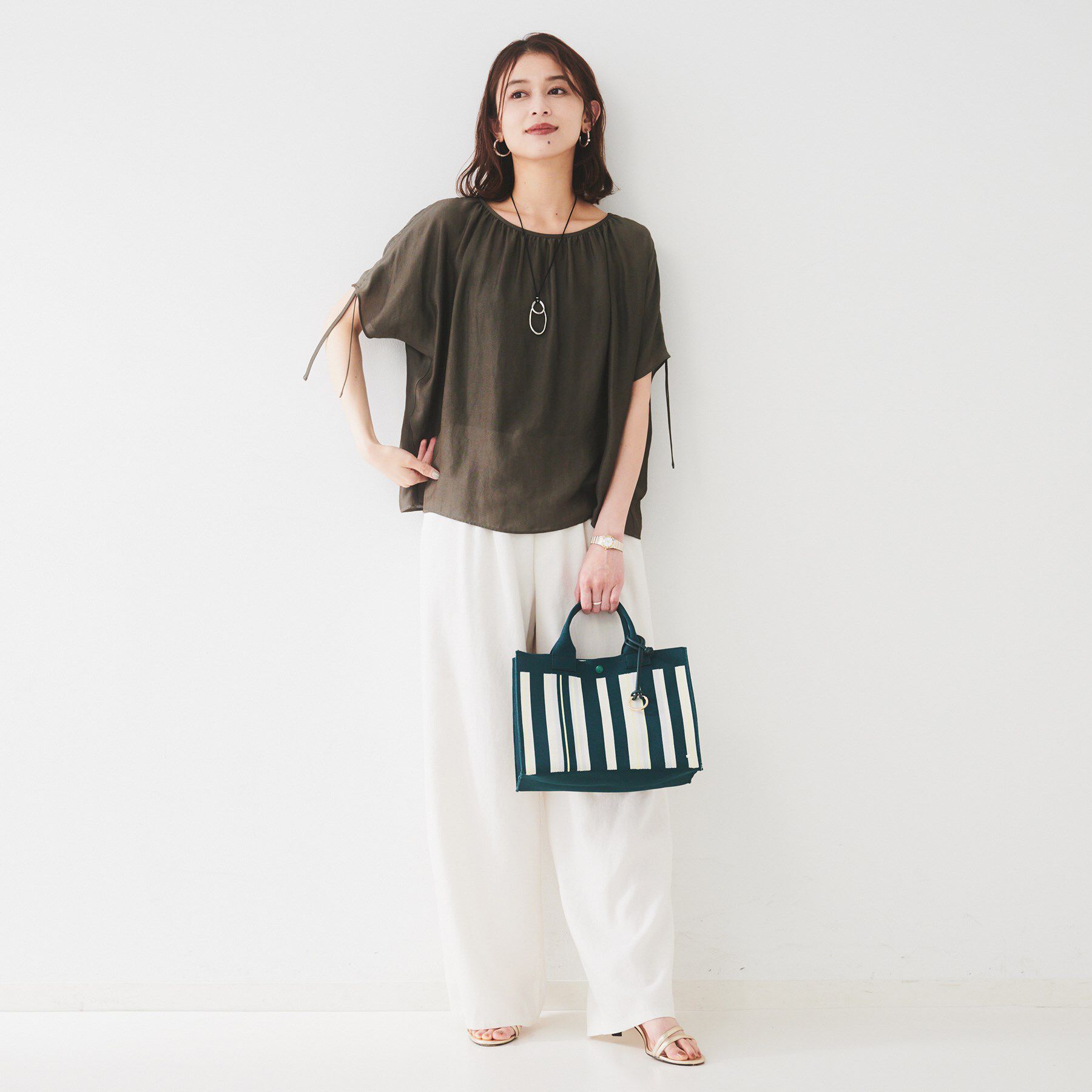 UNTITLED「【ウエストゴム/洗える/オンオフ】ドロストワイドパンツ」|その他|