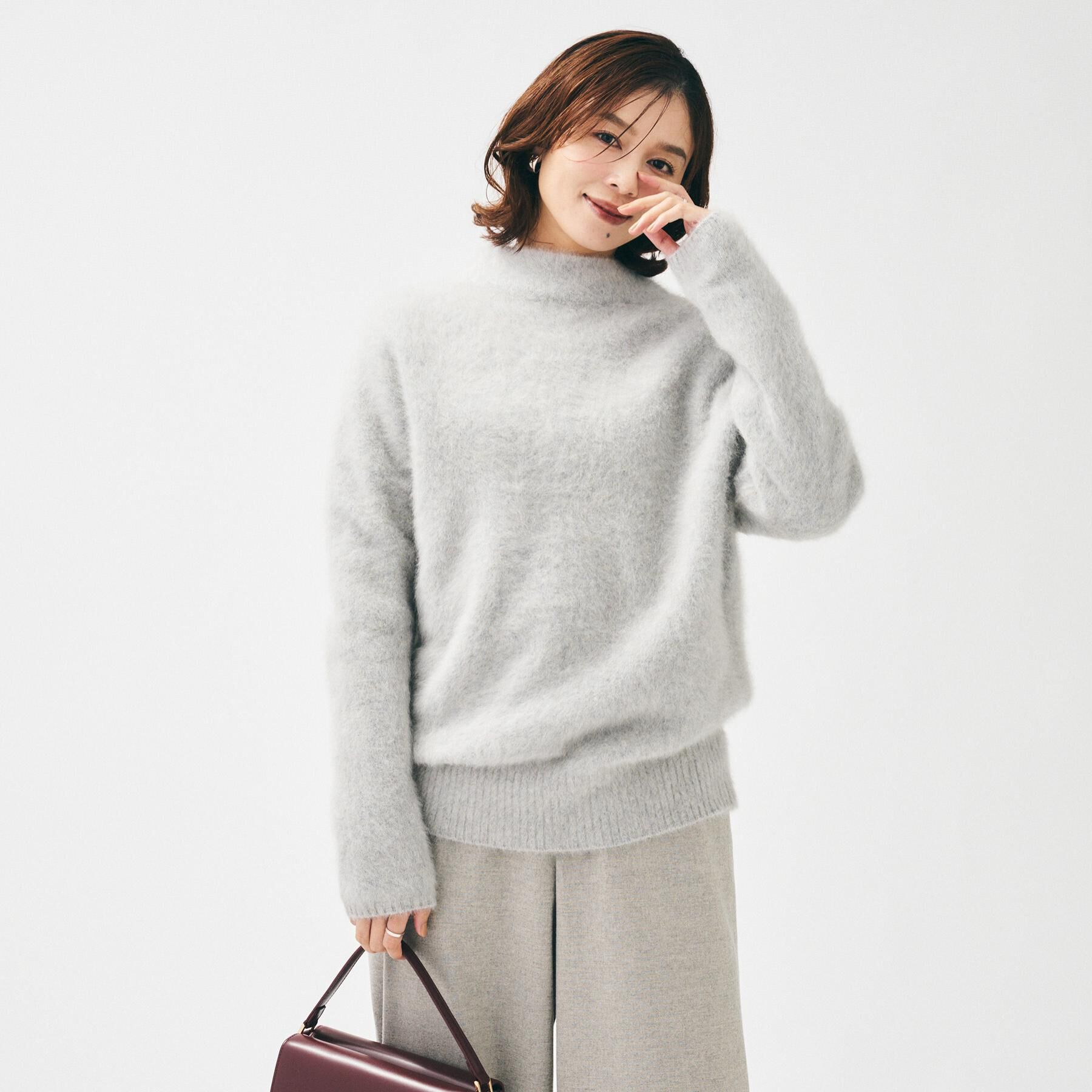 UNTITLED「【大人な品格/ふわふわニット】フォックスカシミヤ コクーンニット」|ニット・セーター|ライトグレー(011
