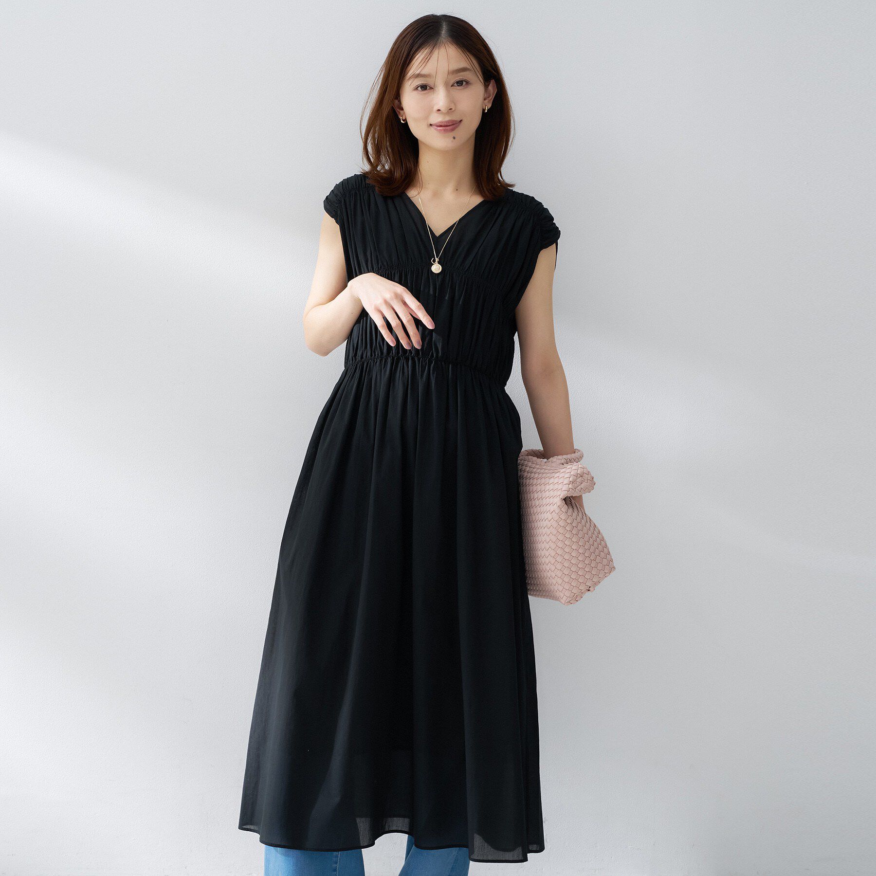 UNTITLED「【フレンチスリーブ/着映え】シャーリングロングワンピース」|ワンピース|