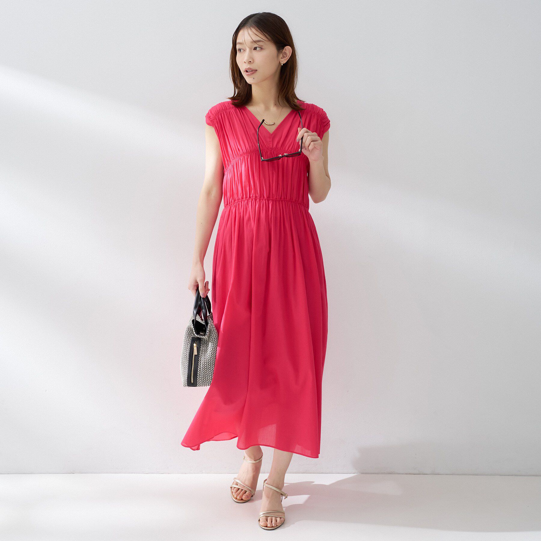 UNTITLED「【フレンチスリーブ/着映え】シャーリングロングワンピース」|ワンピース|