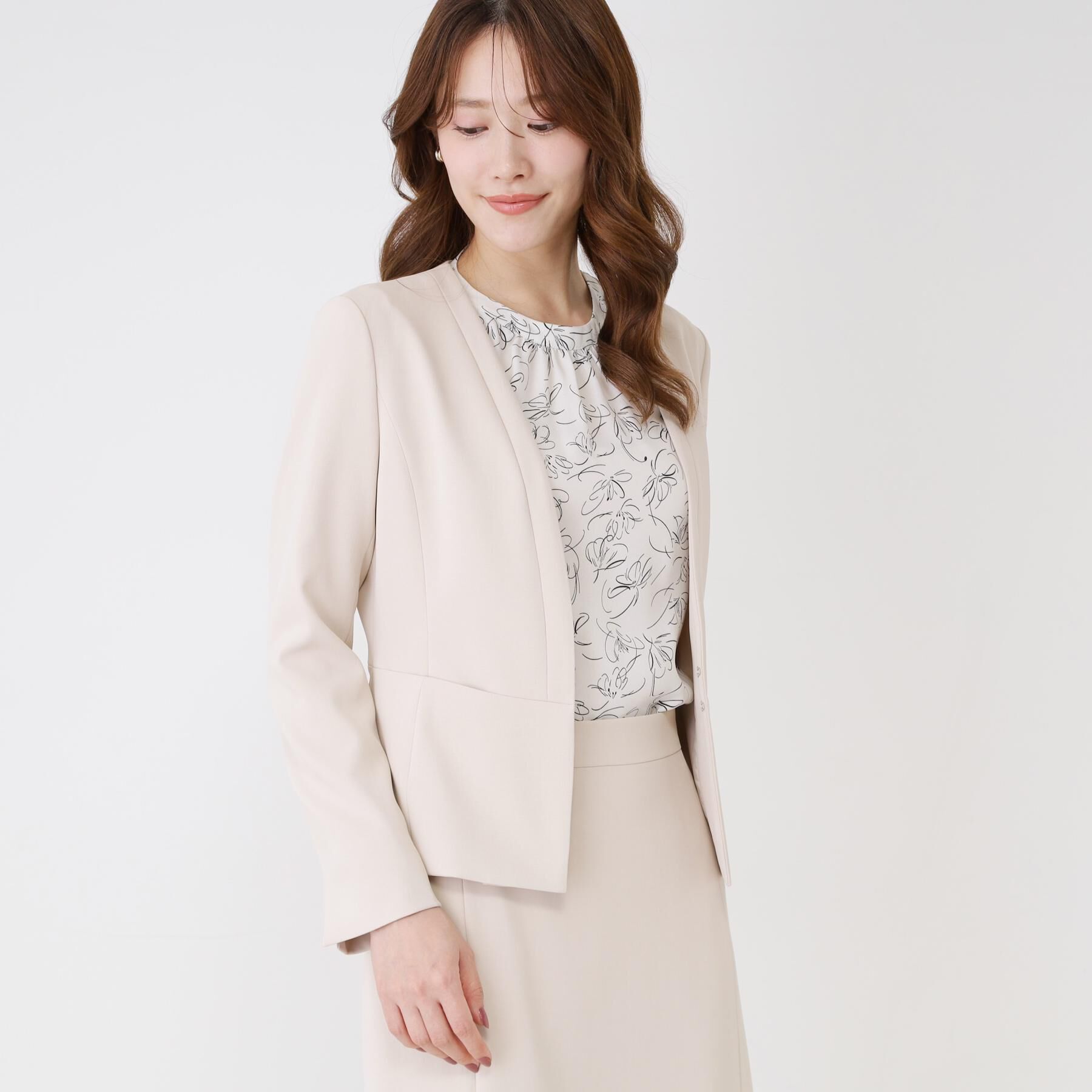 COUP DE CHANCE「【手洗い可／日本製／伸縮性／スーツ可】カラーレスジャケット」|ノーカラージャケット|