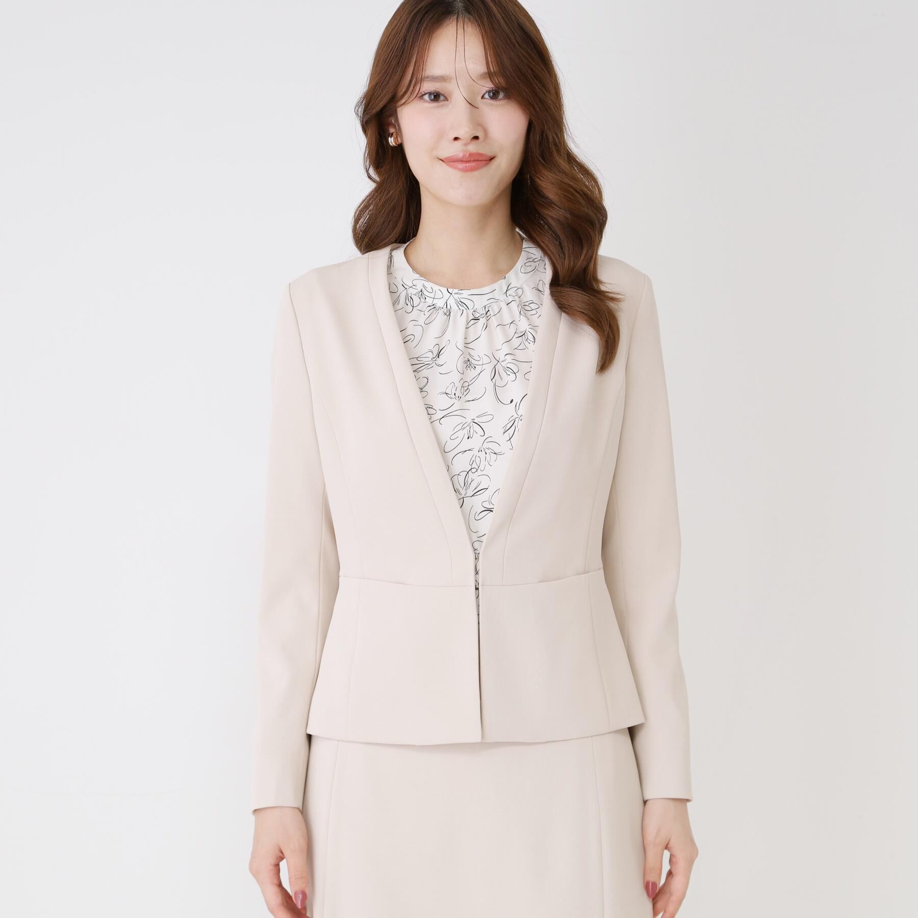 COUP DE CHANCE「【手洗い可／日本製／伸縮性／スーツ可】カラーレスジャケット」|ノーカラージャケット|