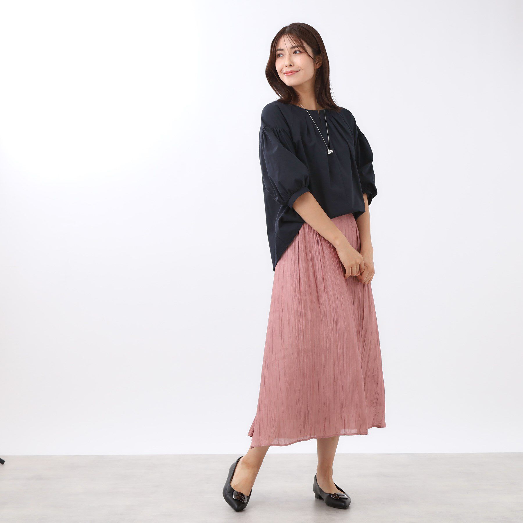 Reflect「【E‐QUALITY／体型カバー／ゆったり着られる◎】ストライプ&times;パフスリーブのブラウス」|シャツ・ブラウス|