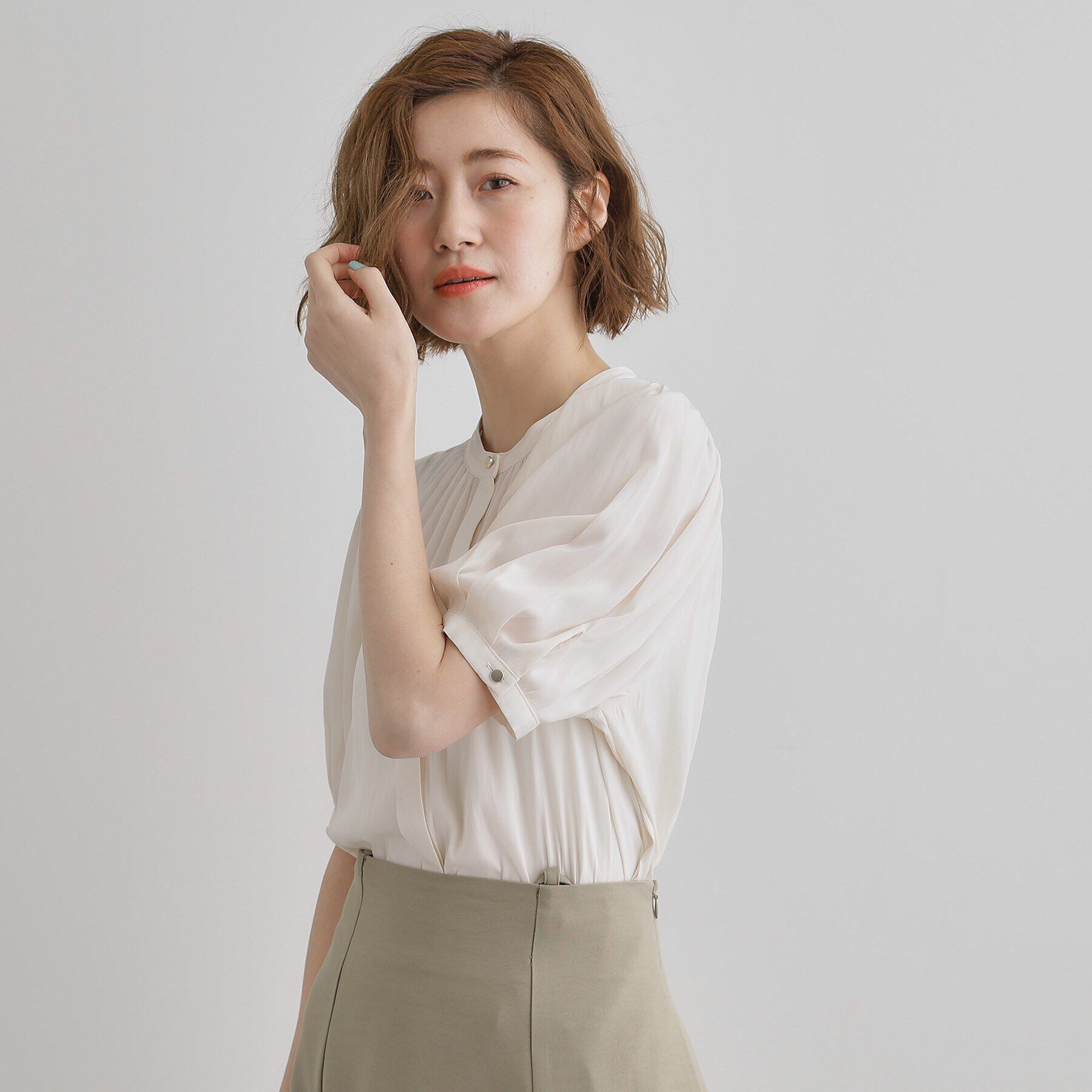 grove「【洗える】ヴィンテージサテンウイングスリーブブラウス」|シャツ・ブラウス|