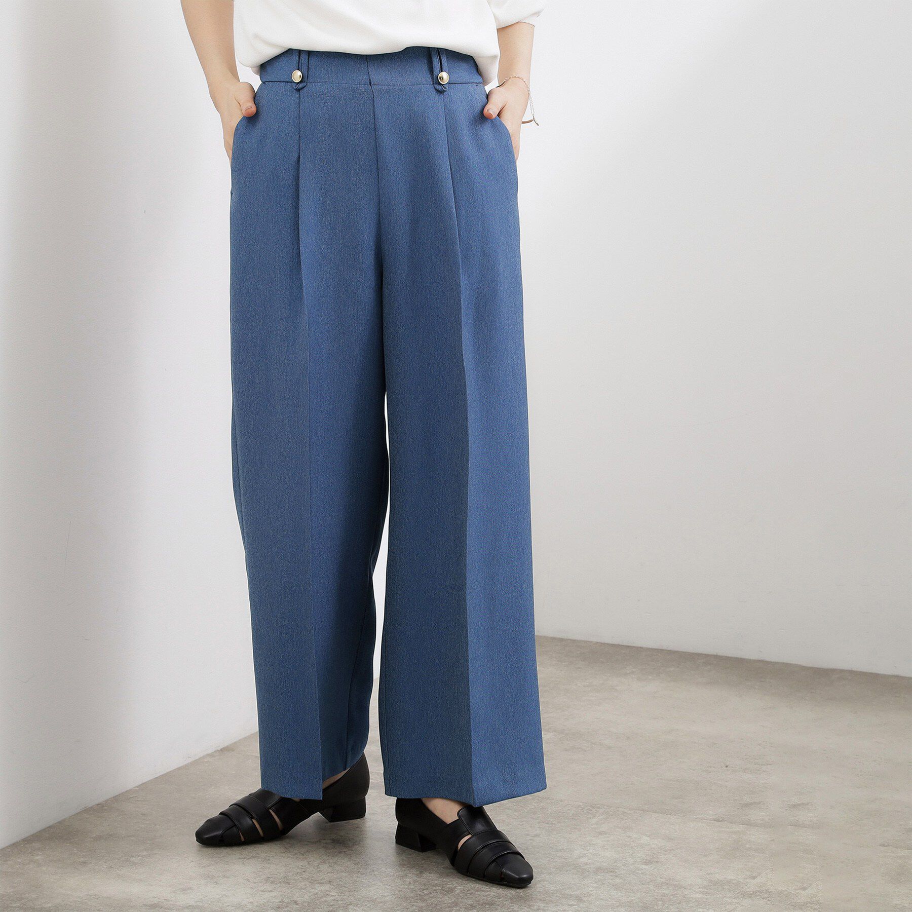 grove「デニムライク ワイドストレートパンツ」|その他|ライトブルー(092