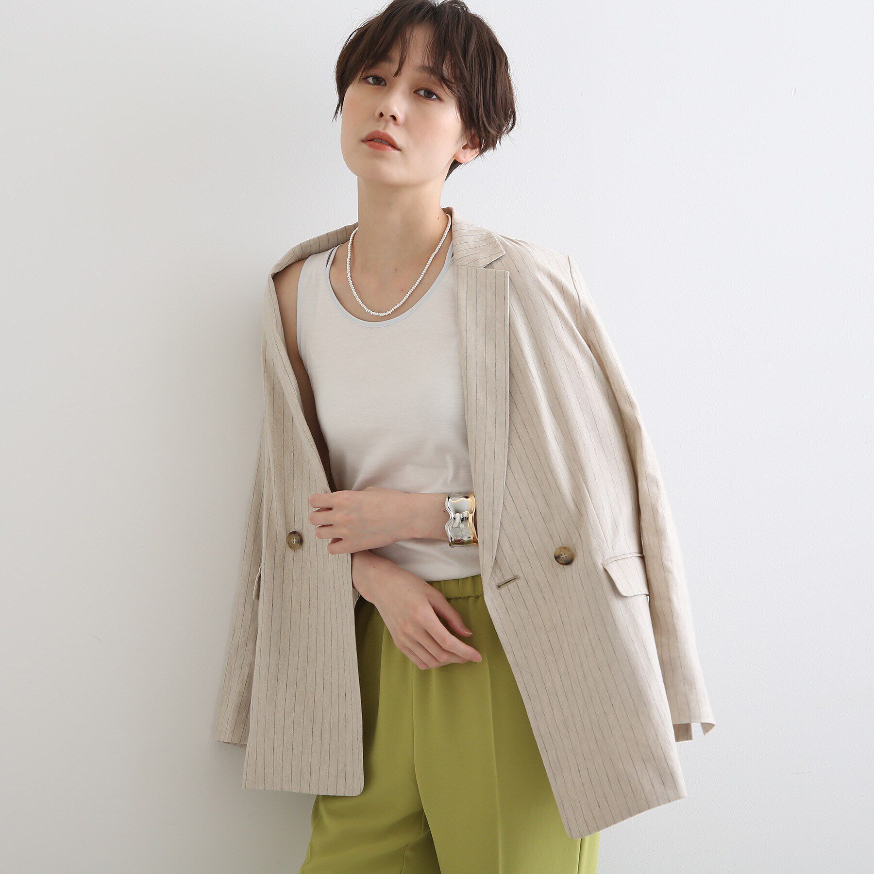 INDIVI「【洗える/日本製】ストラップデザインタンクトップ」|キャミソール|ホワイト(002)