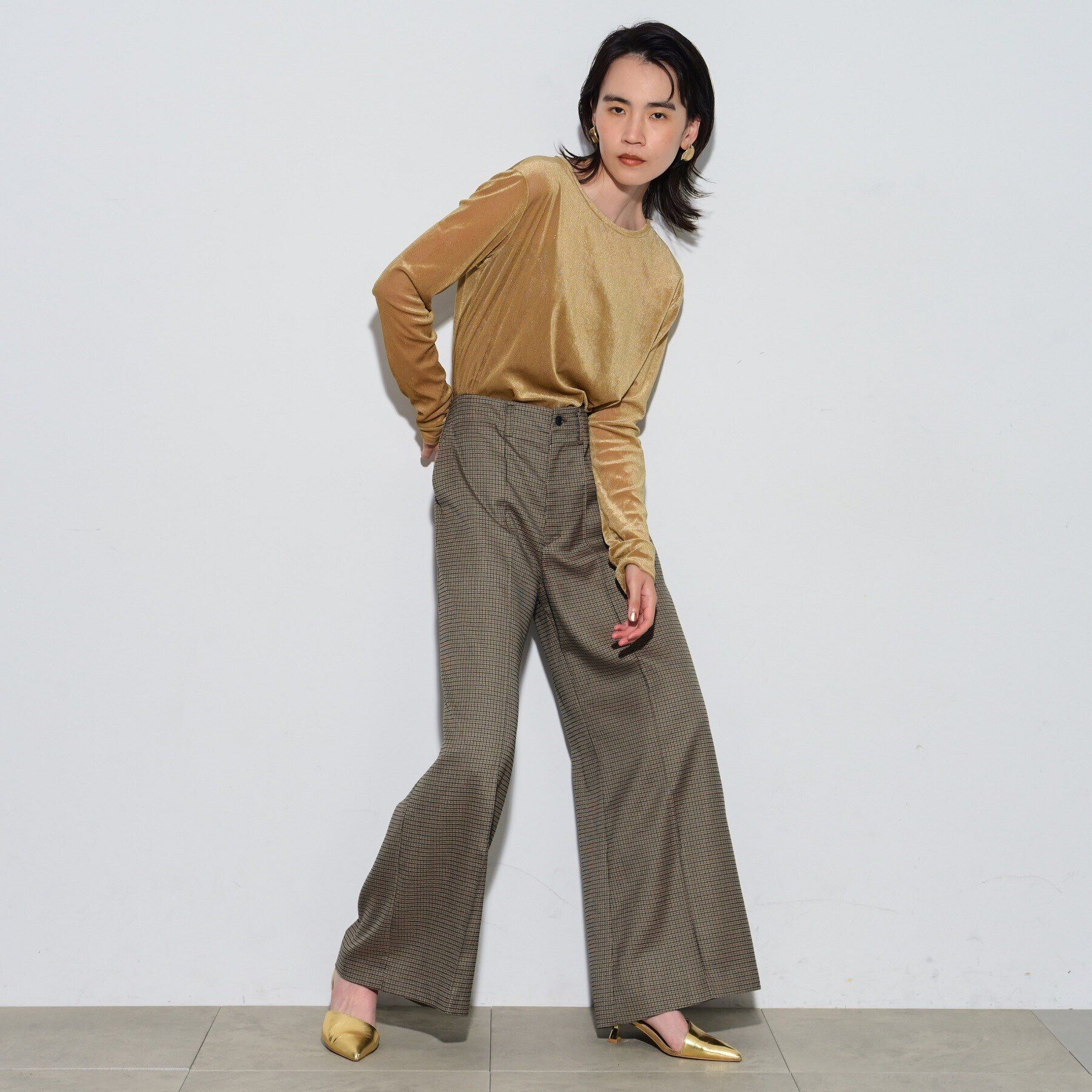 GALLEST「ブロックチェックワイドパンツ」|その他|