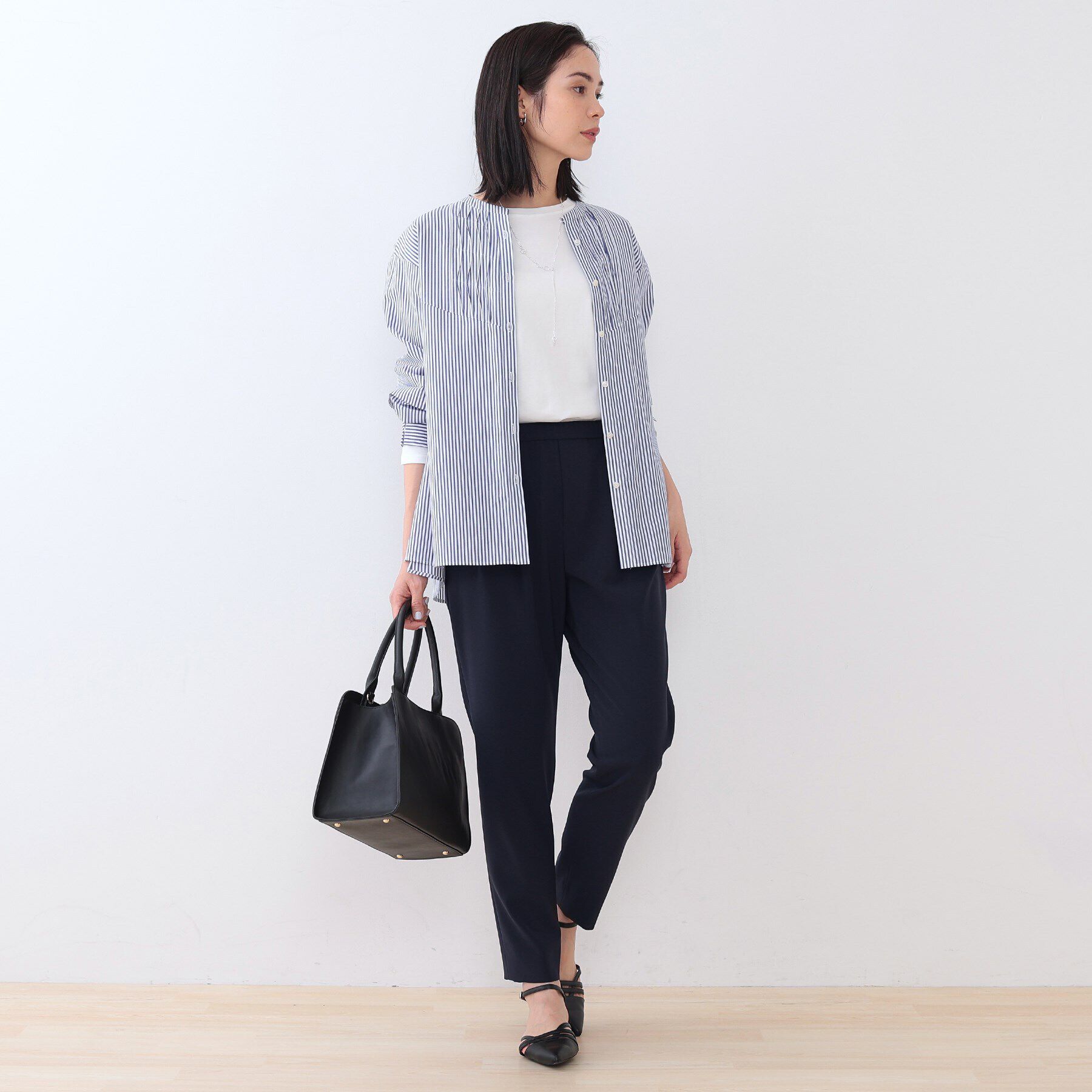 INDIVI「【褒められパンツ】ストレッチ タックテーパードパンツ」|その他|