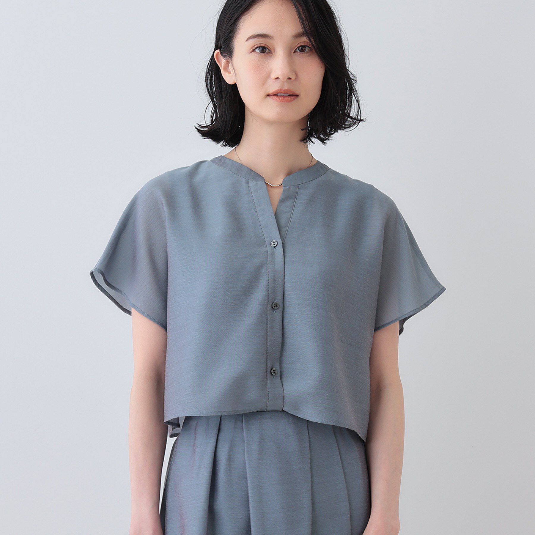 INDIVI「新色登場！【洗える／エアリー】ティアードブラウス」|シャツ・ブラウス|ブルーグリーン(49