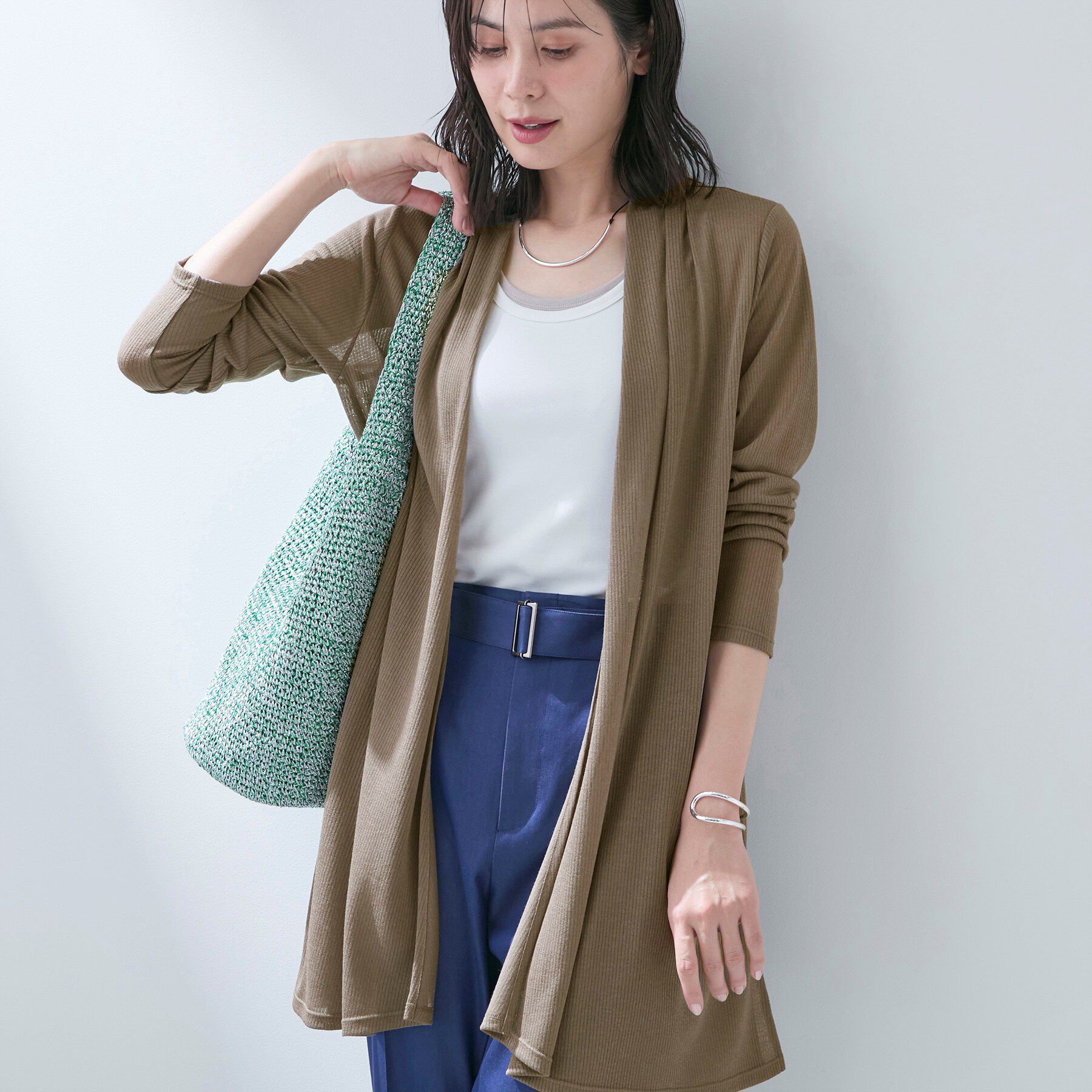 INDIVI「【洗える／アンサンブル可能】シアースストライプカーディガン」|カーディガン|