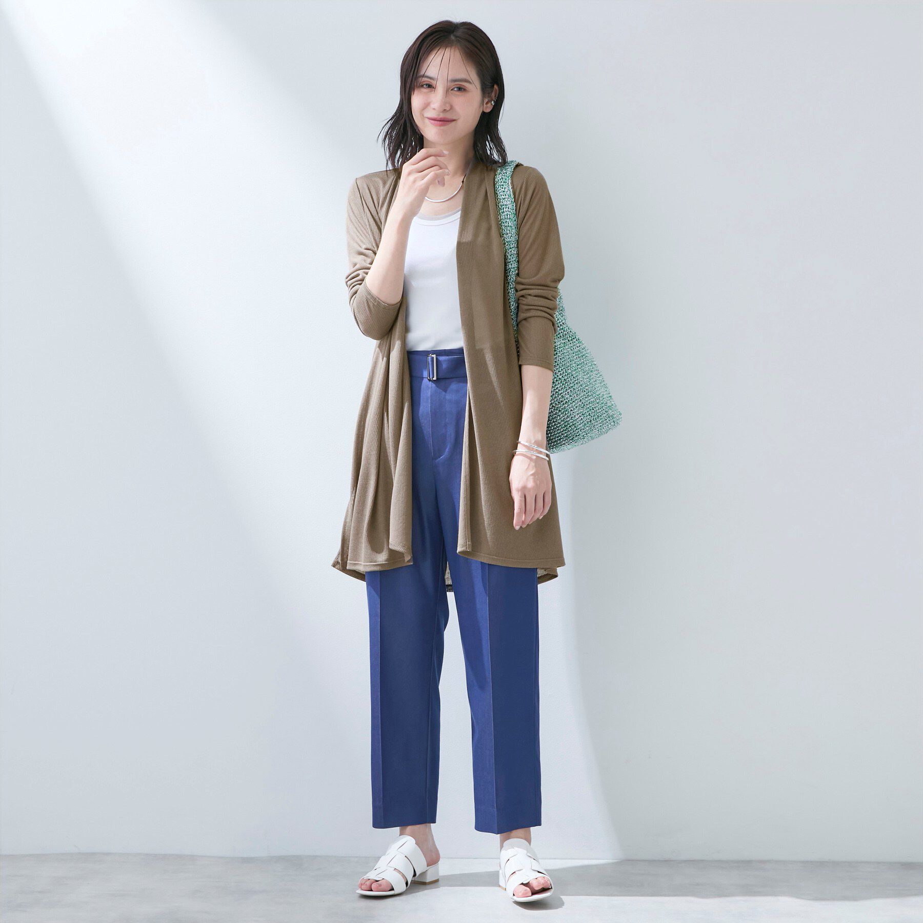 INDIVI「【洗える／アンサンブル可能】シアースストライプカーディガン」|カーディガン|