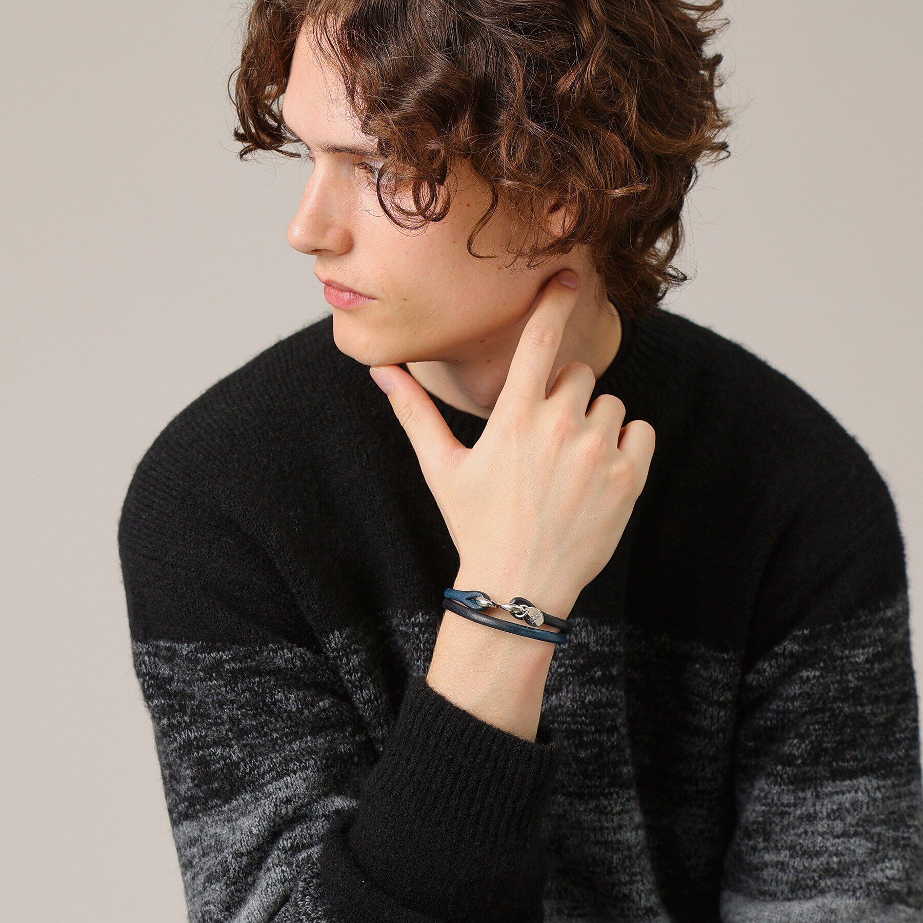 TAKEO KIKUCHI「【MADE IN JAPAN】2重巻き 染め分けレザー ブレスレット」|ブレスレット・バングル|