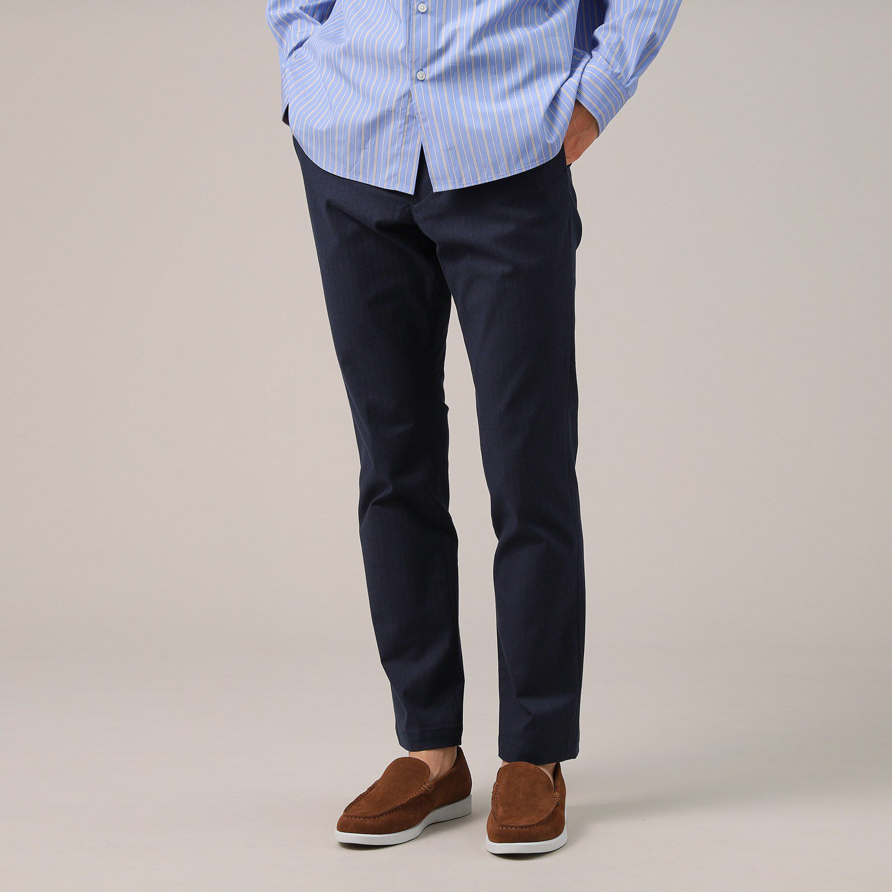 TAKEO KIKUCHI「【Made in JAPAN】播州織 ヘリンボン ストレート パンツ」|その他|ネイビー(094)