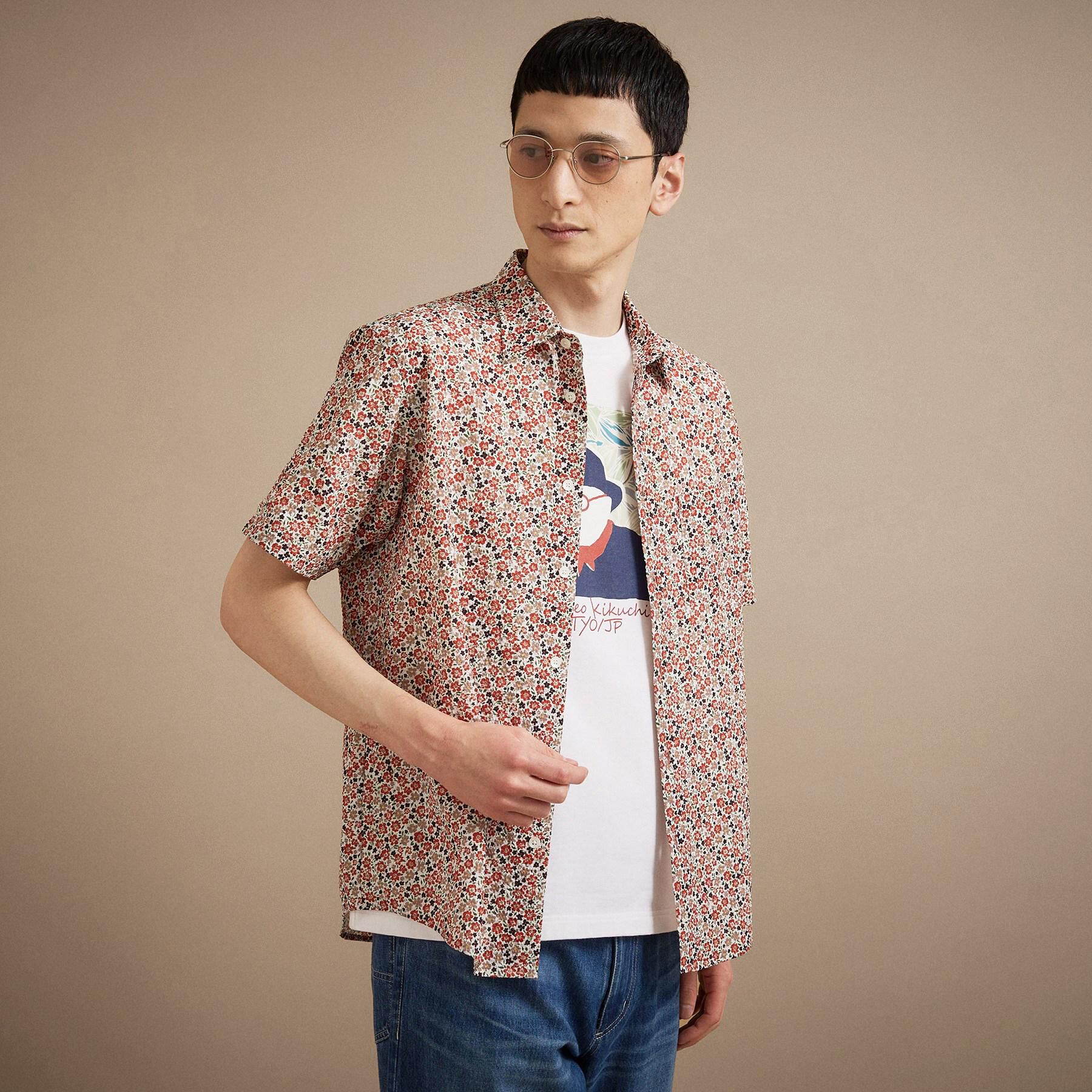 TAKEO KIKUCHI「リップル小花シャツ」|シャツ・ブラウス|ボルドー(164)