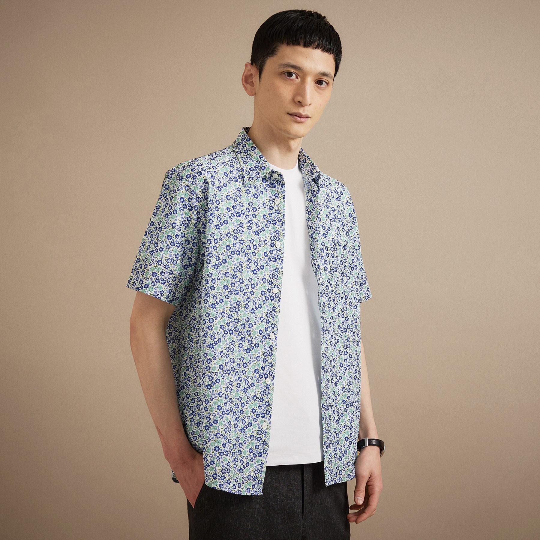 TAKEO KIKUCHI「リップル小花シャツ」|シャツ・ブラウス|ブルー(193)