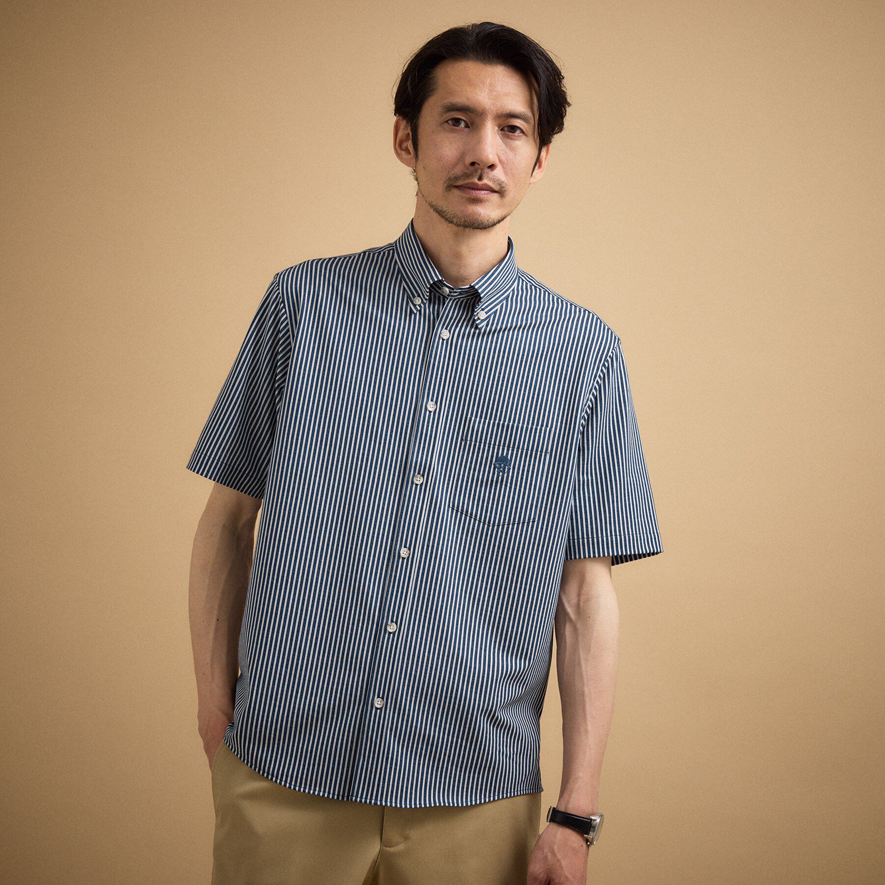 TAKEO KIKUCHI「【接触冷感】 ジャージストライプ シャツ」|シャツ・ブラウス|
