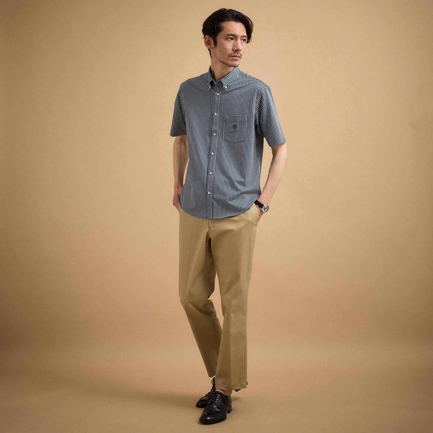 TAKEO KIKUCHI「【接触冷感】 ジャージストライプ シャツ」|シャツ・ブラウス|