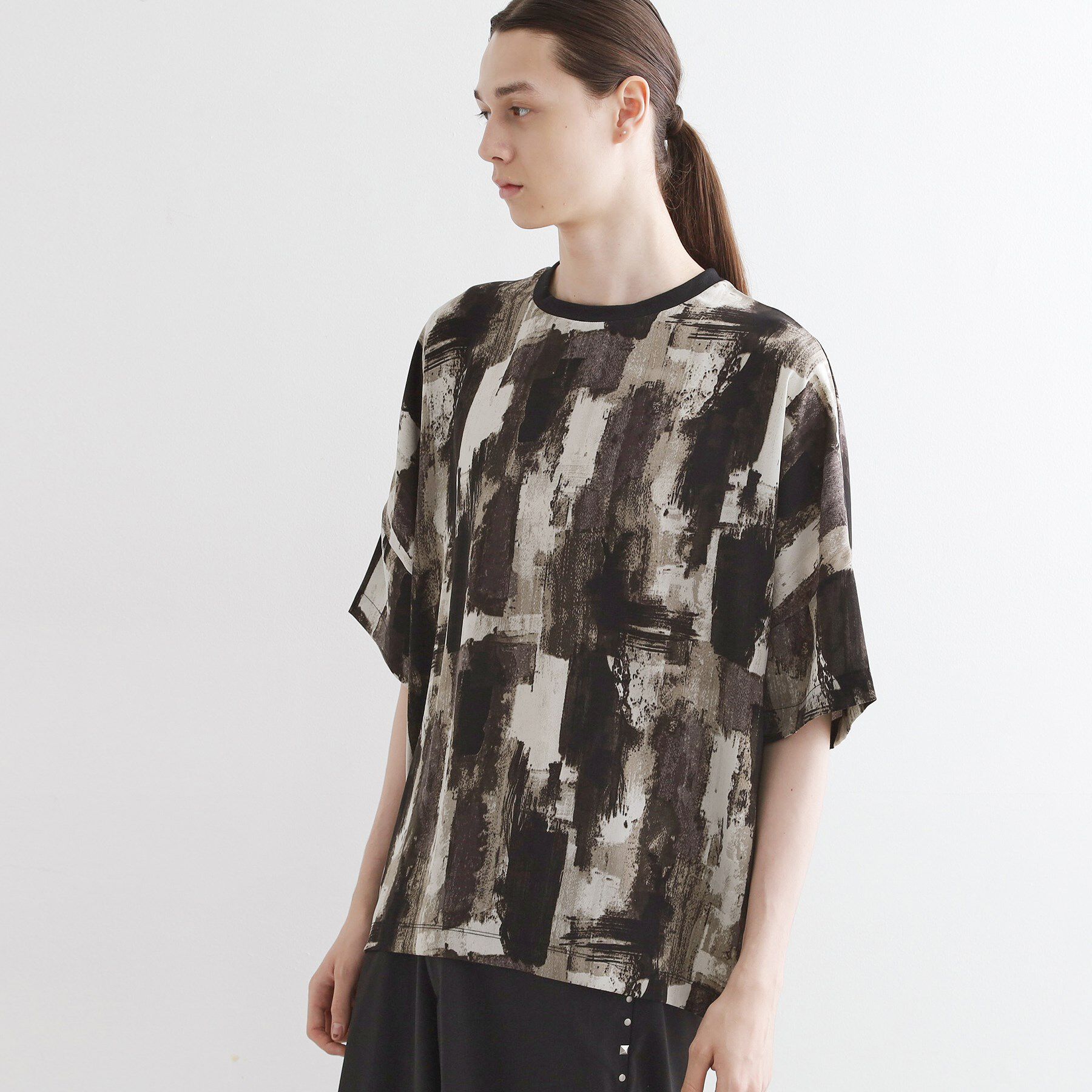 tk.TAKEO KIKUCHI「アブストラクトドルマンカットソー」|Tシャツ・カットソー|ブラック(119)