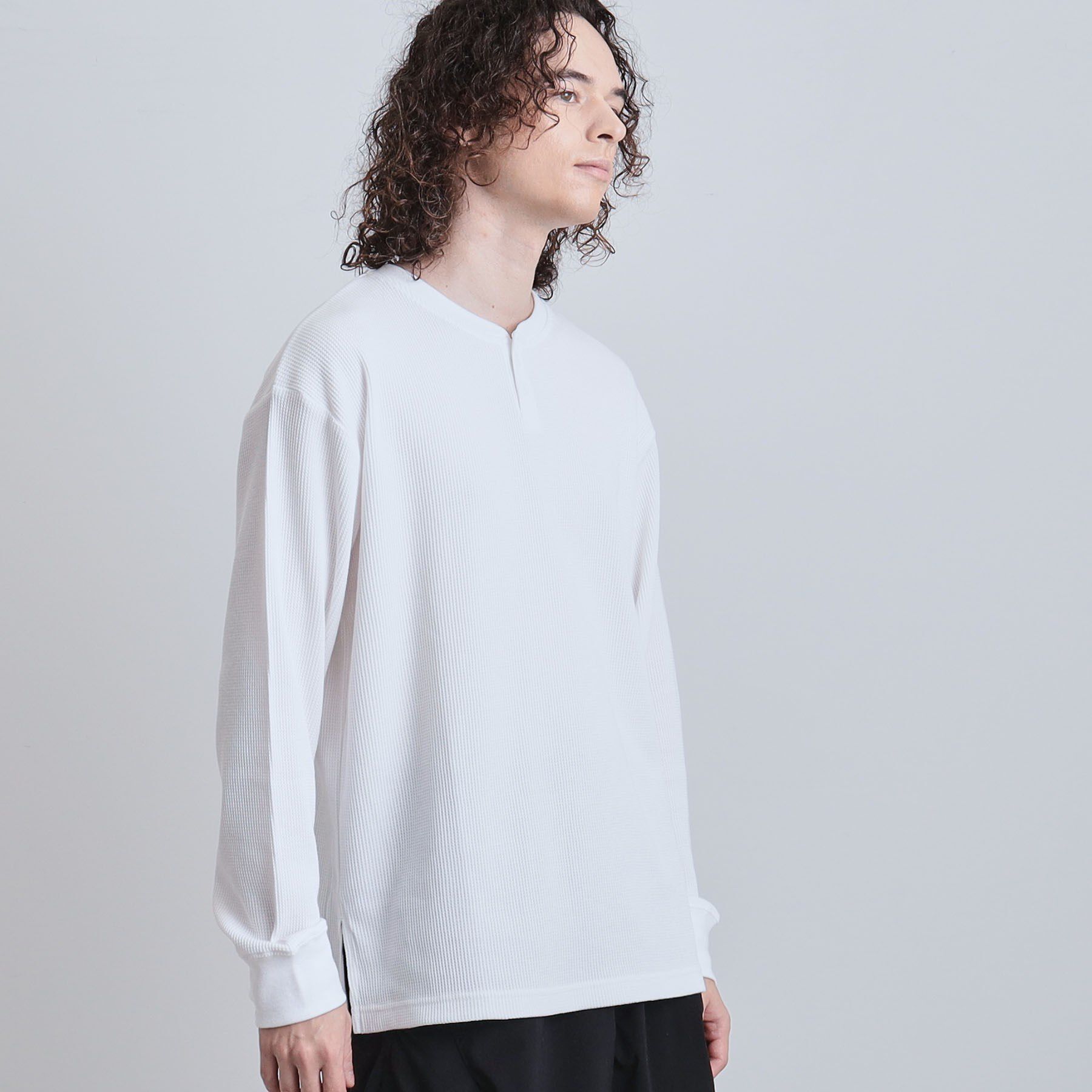 tk.TAKEO KIKUCHI「ワッフルヘンリーカットソー」|Tシャツ・カットソー|ホワイト(001)