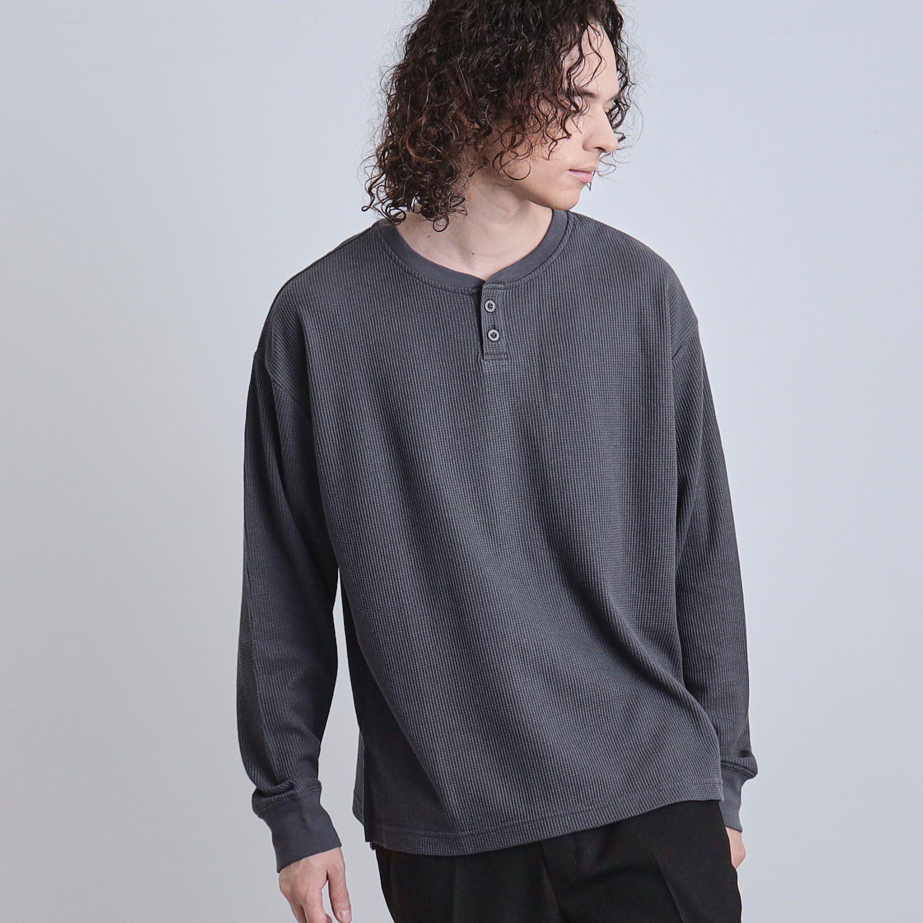 tk.TAKEO KIKUCHI「ワッフルヘンリーカットソー」|Tシャツ・カットソー|チャコールグレー(0