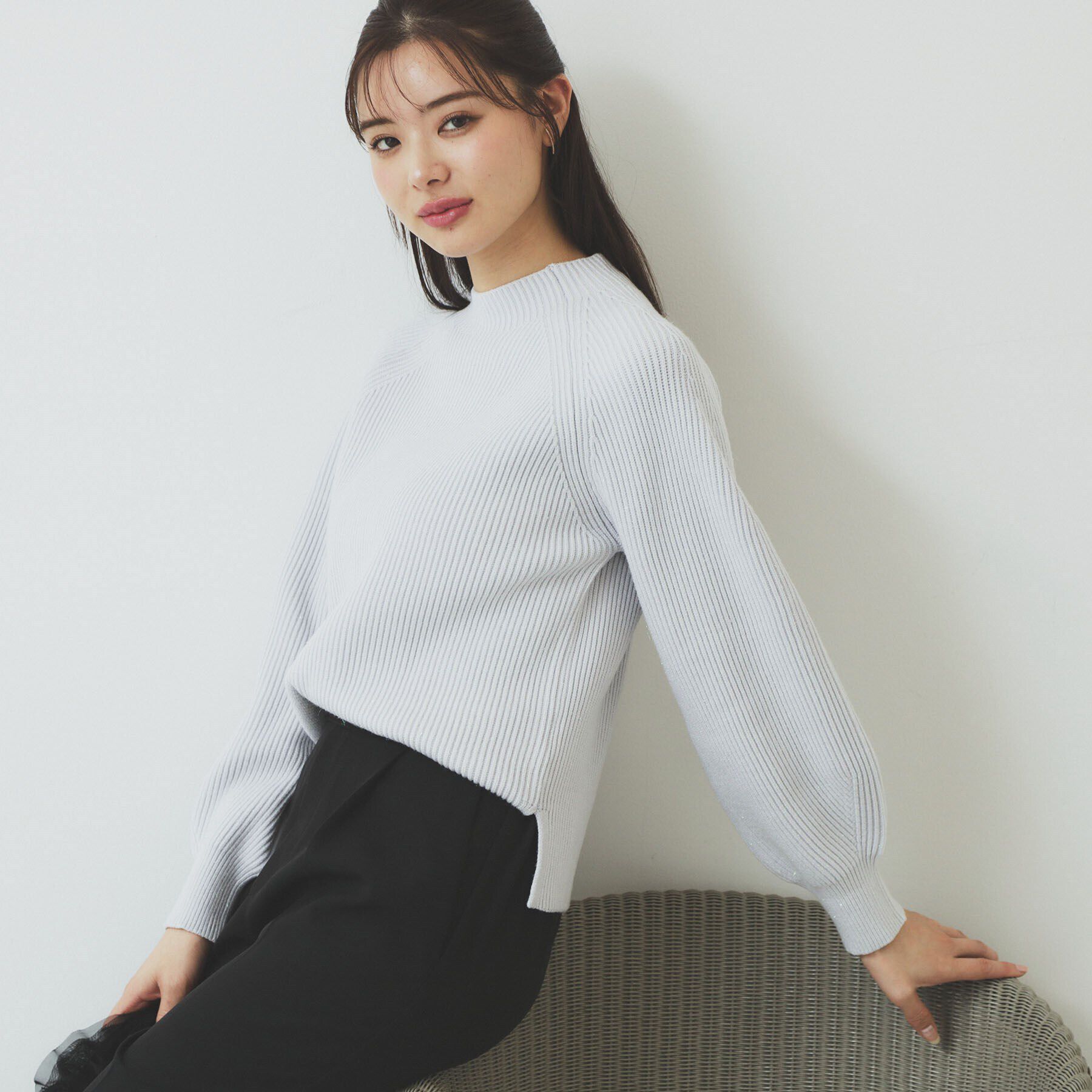 index「ラグランスリーブリブニット【洗濯機洗い可】」|ニット・セーター|