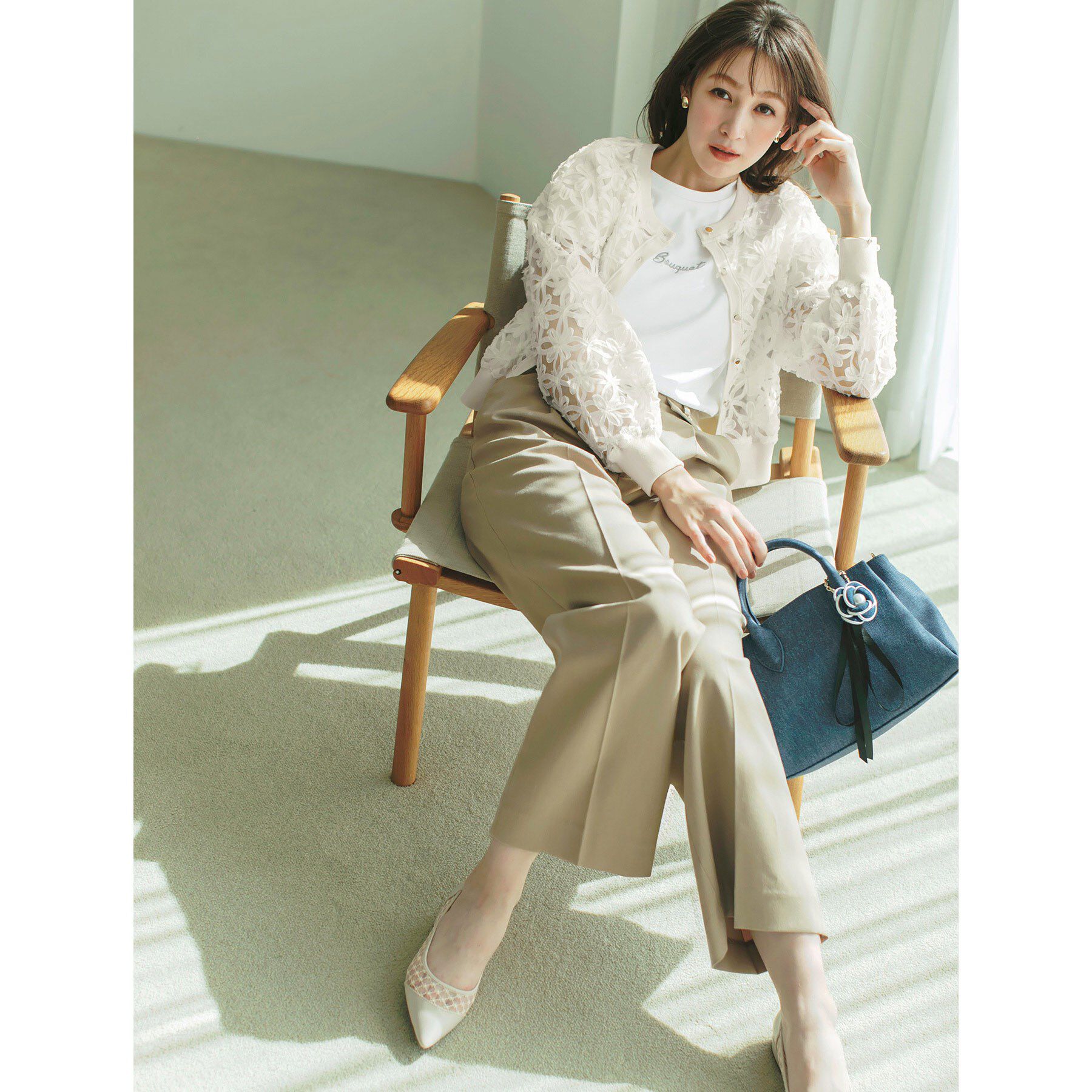 index「サイドフラップストレッチワイドパンツ【洗濯機洗い可／イージーケア】」|その他|ベージュ(052)