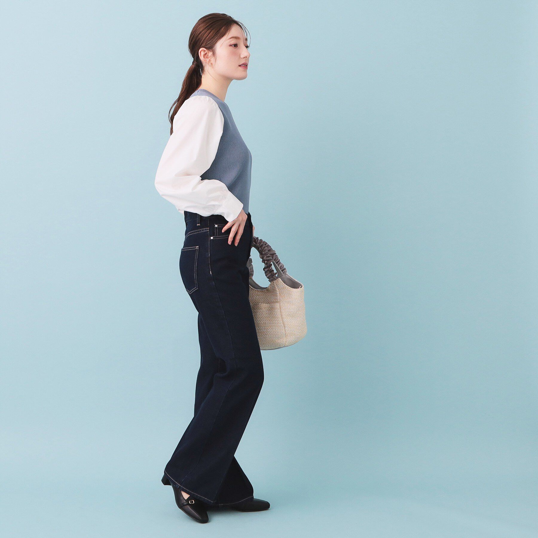 index「シャーリングドッキングニット【洗濯機OK】」|ニット・セーター|