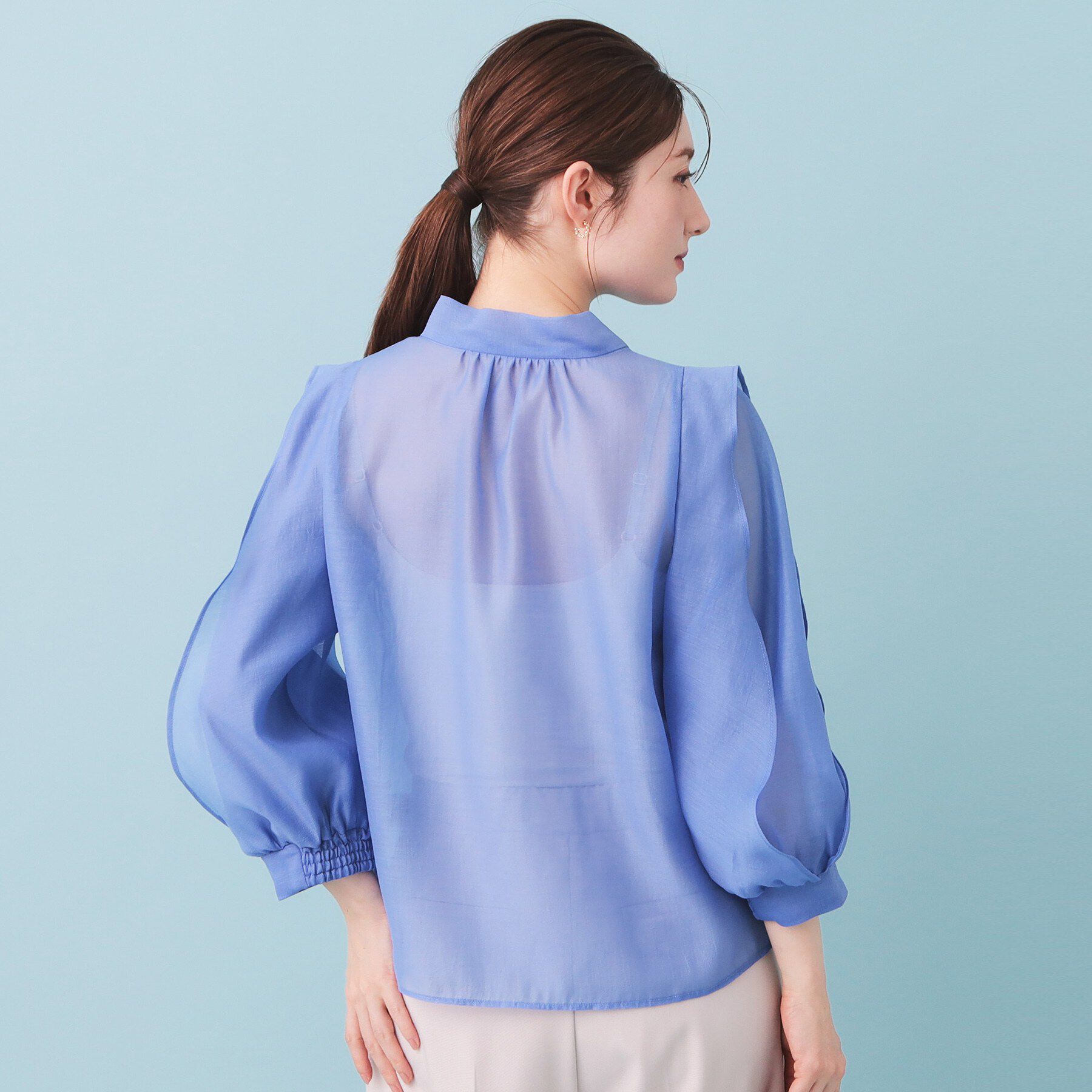 index「オーガンシアーリボンフリルブラウス【洗濯機OK/イージーアイロン】」|シャツ・ブラウス|