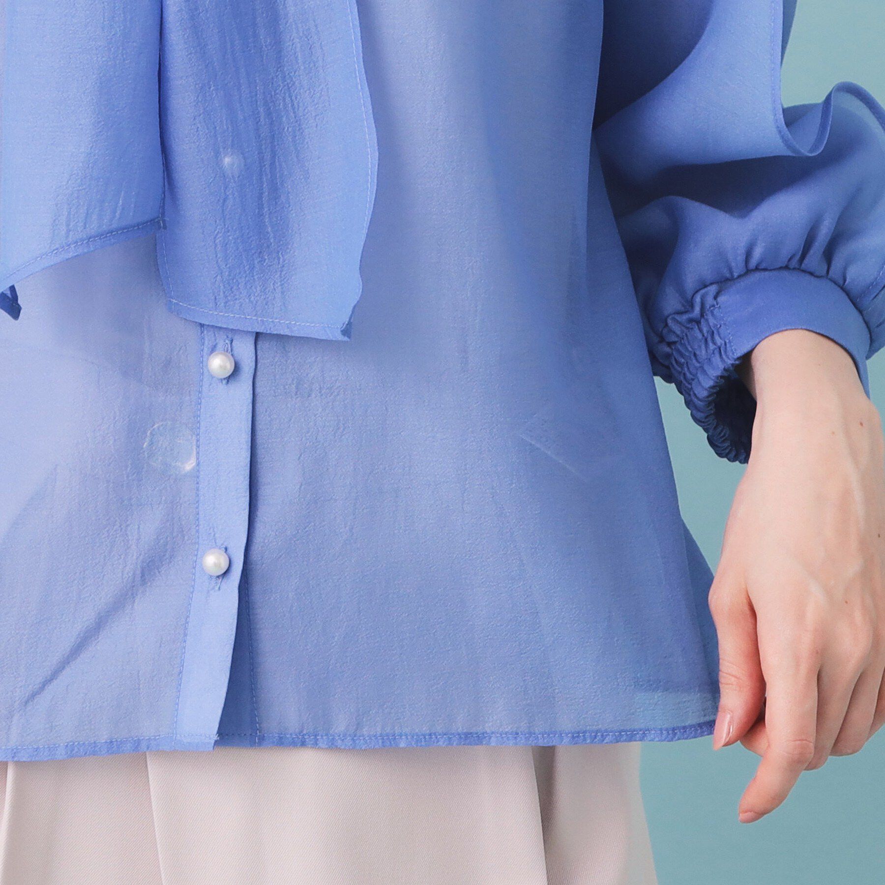 index「オーガンシアーリボンフリルブラウス【洗濯機OK/イージーアイロン】」|シャツ・ブラウス|