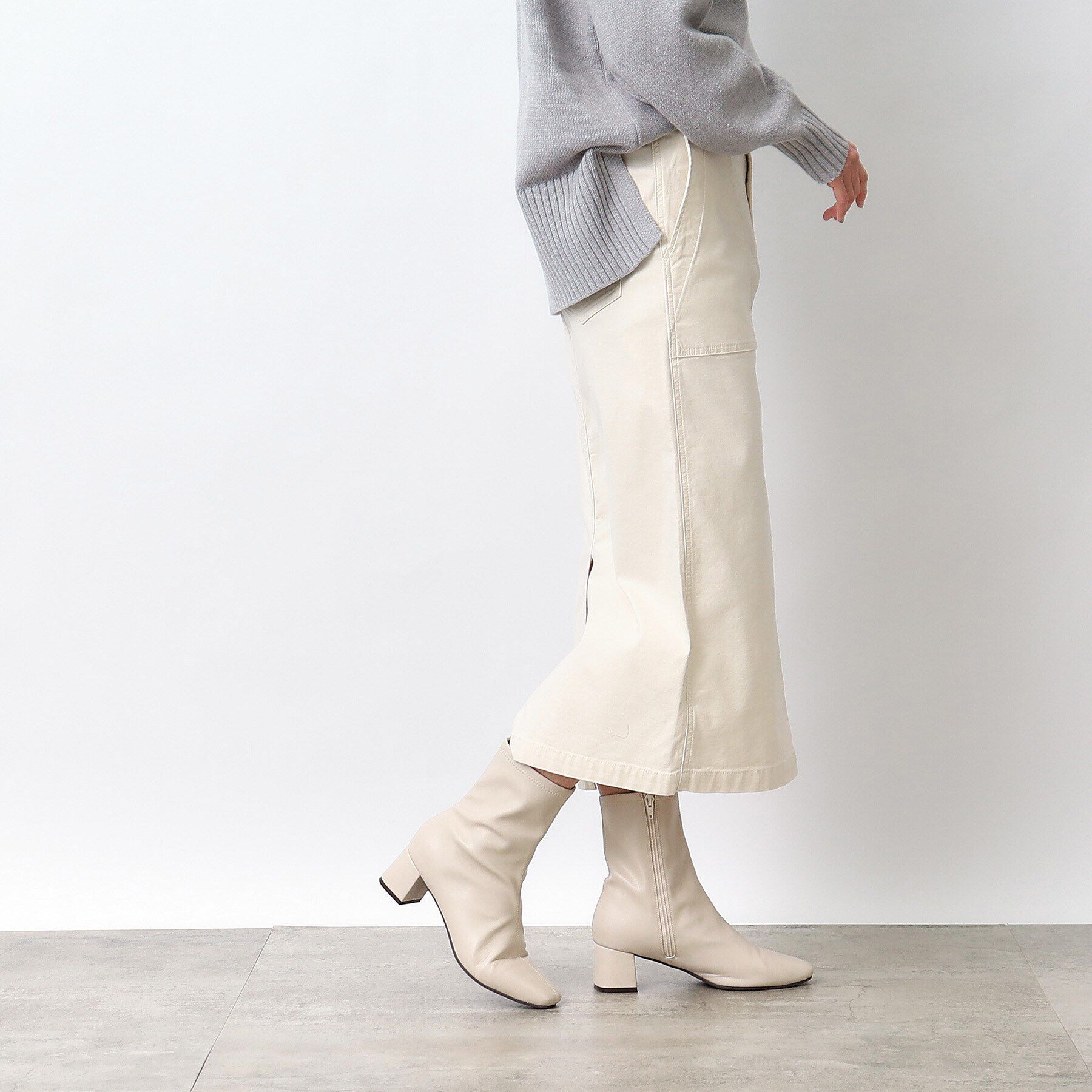 OPAQUE.CLIP「ストレッチベイカースカート/オーガニックコットン混【洗濯機洗い可／ストレッチ】」|スカート|